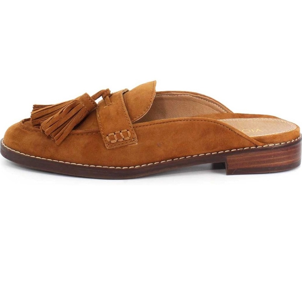 Vionic tan tassel wise Reagan mules